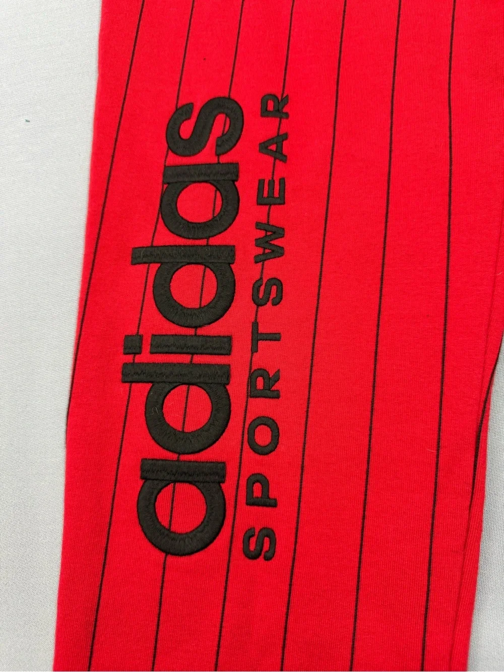 adidas Red Pinstripe Leggings with Black Logo